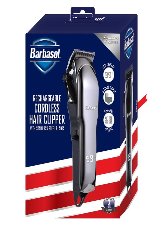 Barbasol Rechargeable Hair Clippers, Professional & Home Haircut Clippers for Men, Rust-Free Low-Heat Ceramic Blades, 6 Clipper Guard Combs, Adjustable Taper, LCD Display, Black - Image 1